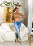 Sexy Highwaist Bi-Color Mom Jeans Used Look denimblue