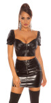 Sexy Party Leatherlook Crop Top black S