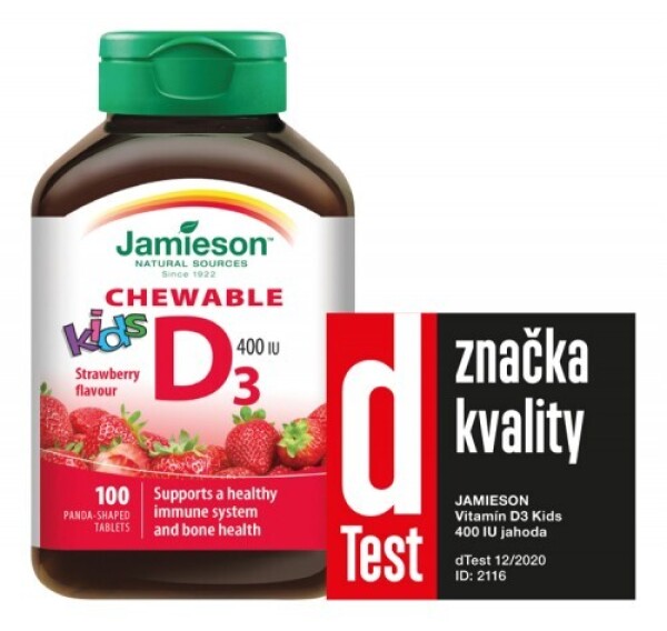 JAMIESON Vitamín D3 kids 400 IU jahoda 100 tabliet