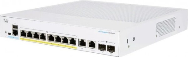 Cisco Cisco switch CBS250-8FP-E-2G, 8xGbE RJ45, 2xRJ45/SFP combo, fanless, PoE+, 120W (CBS2508FPE2GEURF)