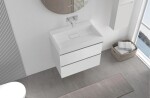 CERANO - Kúpeľňová skrinka Velora - biela matná, úchytka chróm + umývadlo z lit. mramoru Vita - biela lesklá - 70x63x46,5 CER-8050BD83995