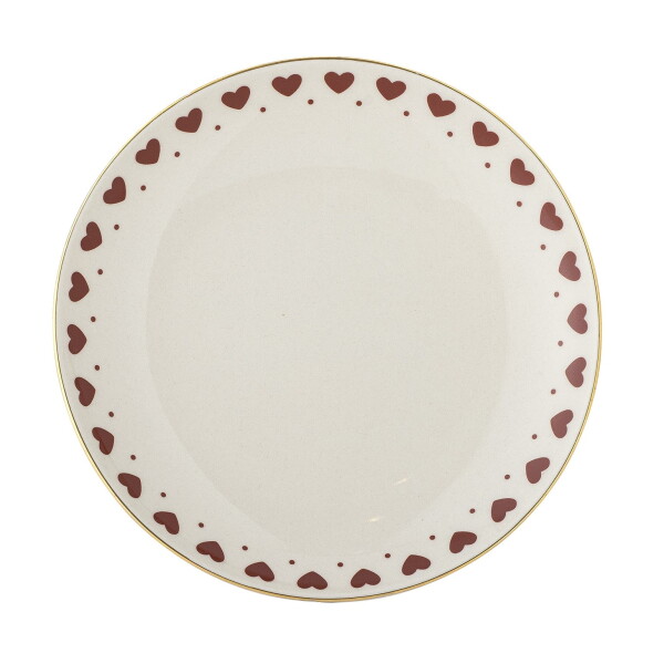Bloomingville Keramický dezertný tanier Jolly Red Hearts 16 cm
