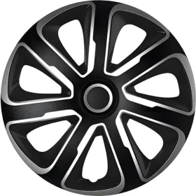 Kryty kolies 14" LIVORNO Carbon strieborno-čierna / Sada 4 ks / Nacvakávacia montáž / Plast
