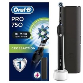 Oral-B Pro 750 CrossAction bielo-čierna / elektrická rotačná zubná kefka / časovač / cestovné puzdro (4210201218463)