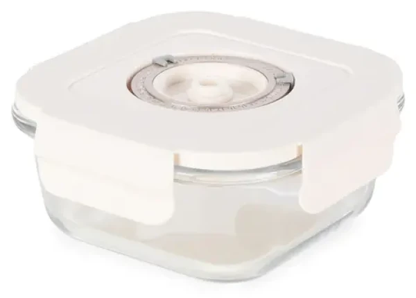 Compactor ASPIFRESH S / Sklenená vákuová dóza na potraviny / 525 ml / 13,2 x 13,2 x 5,5 cm