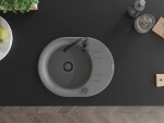 MEXEN/S MEXEN/S - Kevin granitový drez 1 s odkvapkávačom 586 x 458 mm, sivá, + čierny sifón 6517581005-71-B