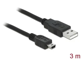 DeLock Kábel USB 2.0 A (M) - mini USB-B 5-pin (M) 3M / Kábel / USB 2.0 / 3 m (82311)