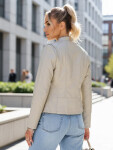 Dámska kožená bunda TY5659 cream - FashionStreet XL
