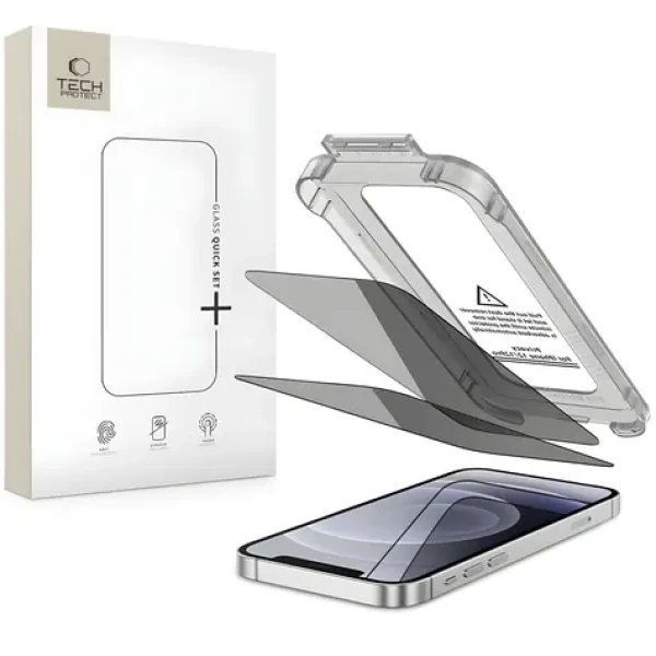 Tech-Protect Quick Set Spy+ pre Apple iPhone 12/12 Pro / Ochranné sklo / Privacy filter / 2 ks