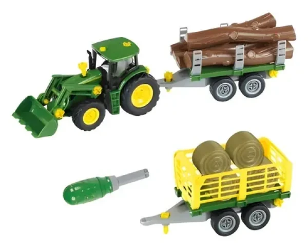 Traktor John Deere s natáčacím riadením a 2 prívesy