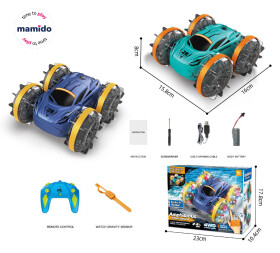 Mamido Mamido Obojstranné autíčko na diaľkové ovládanie obojživelné ovládanie gestami rúk do vody 2 ovládače modré MT1394
