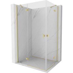 MEXEN/S - Mist H Duo sprchovací kút dvere krídlové 105 x 85, transparent, zlato kartáčovaná 8A5-105L-085P-55-00