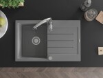 MEXEN/S MEXEN/S - Bruno granitový drez 1 s odkvapkávačom vrátane batérie Savita, šedá 6513-71-672601-00