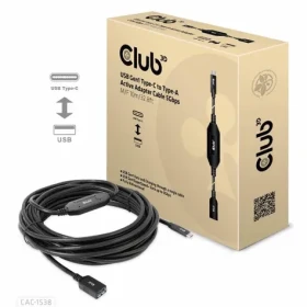 Club3D CAC-1538 kábel USB-C na USB-A M/F čierna 10m / 5Gbps / dopredaj (CAC-1538)