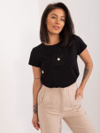 Černé dámské tričko s nášivkou BASIC FEEL GOOD L / XL