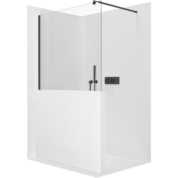 CERANO - Sprchová zástěna Walk-in Onyx Half Round L/P - 8 mm - kulatá vzpěra - černá matná, transparentní sklo - 110x100 CER-681586