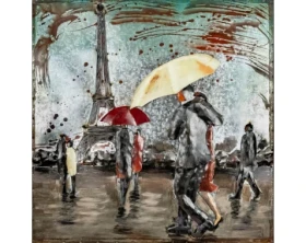 Kovový obraz na stenu Paríž 80x80 cm, vintage%