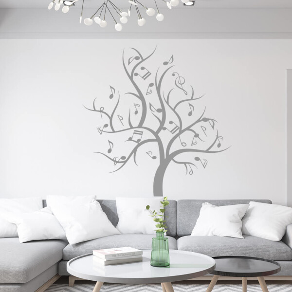Veselá Stena Samolepka Hudobný strom Farba: šedá, Veľkosť: 100 x 100 cm