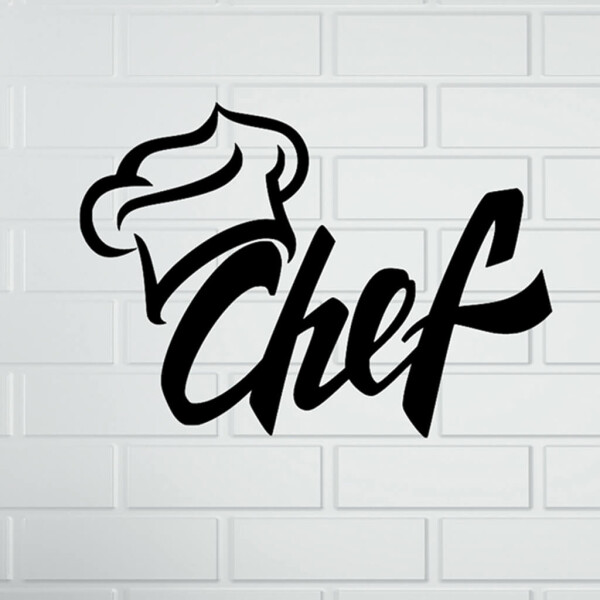 Veselá Stena Samolepka Chef Farba: černá, Veľkosť: 60 x 42 cm