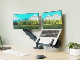Leitz Leitz Ergo pladsbesparende dual monitor arm & Notebook arm Grå