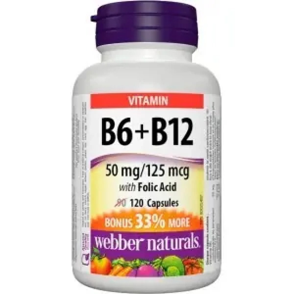 Webber Naturals B6 + B12 s Folic Acid 120 cps (05102)
