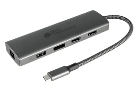 Good Connections USB-C Hub antracitová / Rozbočovač / 10 portov / 2x HDMI 2.0, DisplayPort 2.0 / Gigabit LAN (HUB-C001A)