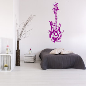 Veselá Stena Samolepka Dizajnová gitara Farba: fialová, Veľkosť: 100 x 40 cm