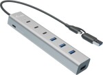 I-TEC i-tec CAHUBMETAL7 huby i koncentratory USB 3.2 Gen 1 (3.1 Gen 1) Type-A + Type-C 5 Mbit/s Sivý