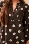 Dámska kvetinová blúzka 22062 hnedá - Kesi UNI