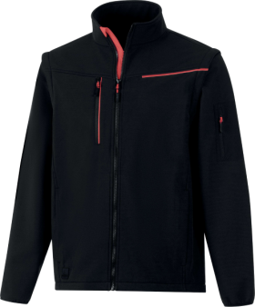 Bunda 2 V 1 Delta Plus softshell SOCCIA Farba: Čierna/ Červená, Veľkosť: M (SOCCINOTM)