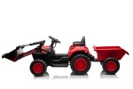 Mamido Detský elektrický traktor s radlicou a prívesom červený