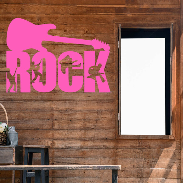 Veselá Stena Samolepka Nápis ROCK Farba: růžová, Veľkosť: 80 x 55 cm