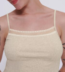 Dámsky top GO Ribbed Spaghetti top GRAY beige M013 SLOGGI GRAY