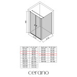 CERANO - Sprchovací kút Antelo L - Ľ/P - 6 mm - čierna matná, transparentné sklo - 84x60 - otočný CER-666493