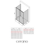 CERANO - Trojstenný sprchovací kút Varone LINE UL/P - 6 mm - čierna matná, grafitové sklo - 110x70x195 - posuvný CER-8050BD7831