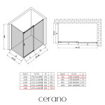 CERANO - Sprchovací kút Santoro - pravá - 6 mm - chróm, mliečne sklo - 140x70 - posuvný CER-665851