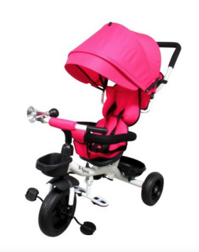 Mamido Trojkolka T4 R-Sport ružová s otočením o 360 stupňov, kolesá EVA, brzda a voľnobežné koleso
