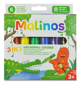 MALINOS Voskové pastelky Wachsmal-Zauber / 6 farieb / 3v1 / od 3 rokov (301036)
