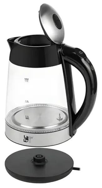 Lafe Lumi čierna / Rýchlovarná kanvica / 2200W / 1,7 l / sklo / RGB podsvietenie (LAFCZA46806)