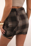 Dámska kockovaná sukňa s gombíkmi kockovaná hnedá UNI