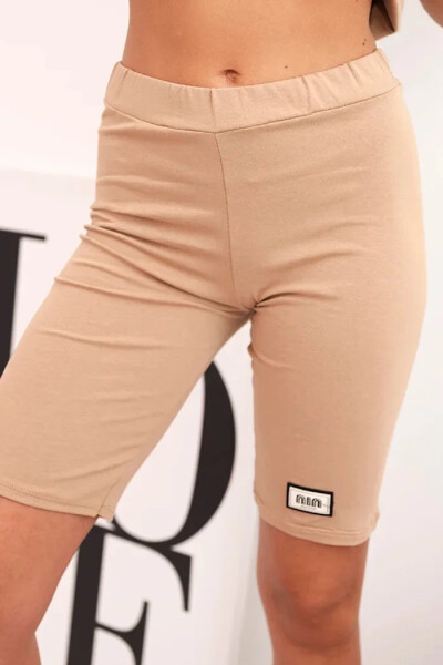 Dámsky bavlnený set s krátkym rukávom a šortkami camel UNI