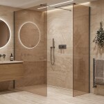 CERANO - Sprchová zástena Walk-in Onyx TL/P - 8 mm - hranatá vzpera - čierna matná, bronzové sklo - 90x60x200 CER-686968