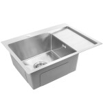REA - Oceľový drez Fín BRUSH NICKEL s kuchynskou batériou KPL-96012
