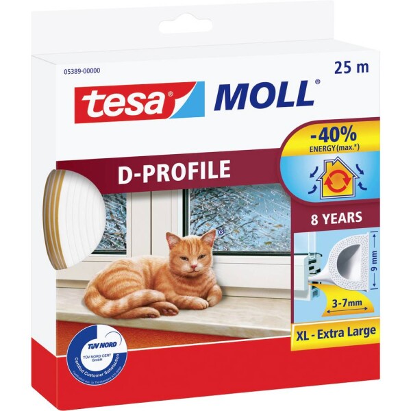 Tesa D-Profil 05389-00000-00 tesniaca páska tesaMOLL® biela (d x š) 25 m x 9 mm 25 m; 05389-00000-00