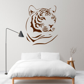 Veselá Stena Samolepka Hlava Tigra Farba: hnědá, Veľkosť: 100 x 125 cm