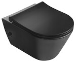 SAPHO - AVVA CLEANWASH závesná WC misa, integrovaná batéria a bidetová spŕška, Rimless, 35,5x53cm, čierna mat 100315-110