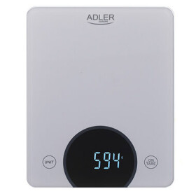 Adler AD 3173s sivá / Kuchynská váha / 10 kg / LCD / TARE / tvrdené sklo / 2x AAA (AD 3173s)
