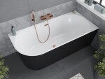 MEXEN/S - Mia voľne stojaca rohová vaňa pravá 170 x 80, biela/čierna, sifón a prepad meď kartáčovaná 52691708075P-65