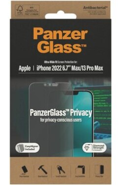 PanzerGlass UWF Privacy AB Tvrdené sklo s aplikátorom pre iPhone 14 PLUS/13 Pro Max čierna (5711724127854)