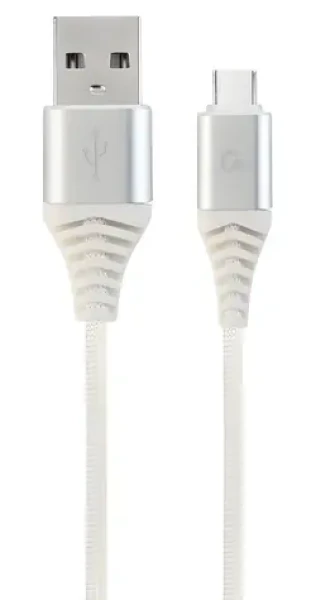 Cablexpert USB-A - USB-C bielo-strieborná / USB kábel / opletený / 2 m (CC-USB2B-AMCM-2M-BW2)